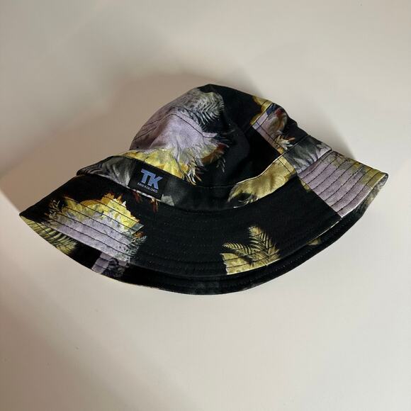 Tru Kolors Black Purple Tropical Hawaiian Floral Bucket Hat - Picture 6 of 6